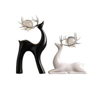 Baoblaze Lot de 2 statues de cerfs, sculptures de céramique, moderne, pour la décoration intérieure (salon, bureau, meuble, table).