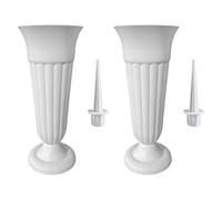 Baoblaze Lot de 2 vases funéraires en plastique avec piquet et socle - Vase de cimetière avec socle - Vase funéraire - Vase de cimetière résistant au gel pour pierres tombales et arrangements floraux