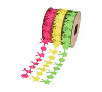 Baoblaze Lot de 3 rubans décoratifs de Pâques, motif lapin et œuf, pour décorer vos fêtes.