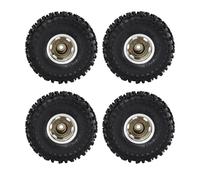 Baoblaze Lot de 4 roues et pneus de rechange pour voiture RC - Pneus RC robustes modifiés à faire soi-même avec jante de roue pour voiture sur SCX24, Brun