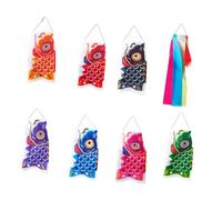 Baoblaze Lot de 7 Banderoles Japonaises à Suspendre, Motif Carpe pour Événements, avec Pompon