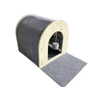 Baoblaze Maison de Repos pour Chat Cabane Intérieure Refuge pour Chat Niche Fermée Planche de Griffades Construction Bois Résistante et Tissu Confort Quotidien