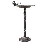 Baoblaze Mangeoire à Oiseaux sur Fonte Antique avec Coupe Canelée pour Balcons et Patios avec Figures d'oiseaux Perchées