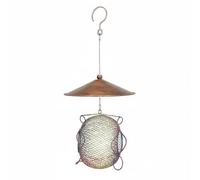 Baoblaze Mangeoire à Oiseaux Suspendue Robuste en Métal Design Vintage Deux Orifices Couvercle Simple à Ouvrir avec Fil Épais Adaptée pour Alimenter Oiseaux Décoration Jardin Espace Extérieur