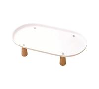 Baoblaze Mangeoire Élevée Réhausseur Support Gamelle Bol Nourriture Eau Pieds Bois Antidérapant Lavable Adapté Aux Chats Petits Chiens Alimentation Intéri, Blanc 38cmx21cm