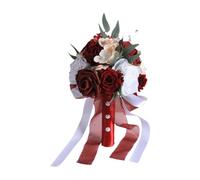 Baoblaze mariée, fleurs roses, lancé, fleur à la main pour une fête festival, Rouge Foncé