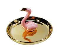 Baoblaze Organisateur de Bijoux, Rangement de bibelots, Statue de, élégant, Portable, Cadeau de fiançailles, Plat à bagues en céramique pour, Or Rose