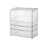 Baoblaze Organisateur de maquillage, vitrine de cosmétiques, assemblage facile, boîte de rangement de cosmétiques élégante, boîte de rangement de maquillage, Clair, avec Un Couvercle