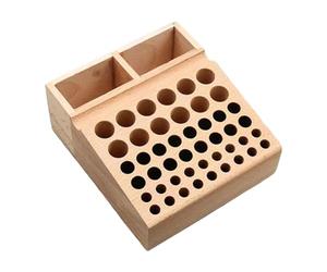 Baoblaze Organisateur d'outils en bois et cuir, support de rangement multi-emplacements pour outils de sculpture, 46 Trous