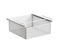 Baoblaze Panier de Rangement sous Étagère Tiroir sous Bureau Organisateur Coulissant Métal Structure Robuste Accès Facile Adapté à Bureau Chambre Cuisine Salon, Blanc