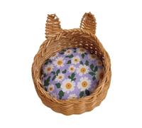 Baoblaze Panier miniature 1/12, jeux de rôle, artisanat, fournitures de maison de jeu, nid de chat, maison pour chien et chat pour enfants, filles, garçons, Fleur Hachée Légère