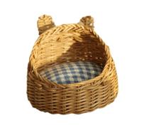 Baoblaze Panier miniature 1/12, jeux de rôle, artisanat, fournitures de maison de jeu, nid de chat, maison pour chien et chat pour enfants, filles, garçons, Treillis Léger