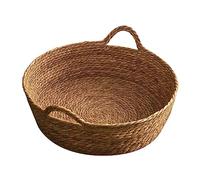 Baoblaze Panier pour Chat Tressé avec Quatre Mots Essentiels Lit Tissé pour Chat Panier en Paille Maison pour Animaux Coussin pour Chien Fabriqué en Paille F, 40cmx13cm