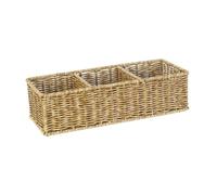 Baoblaze Panier tressé rectangulaire, boîte de Rangement Rustique avec 3 Compartiments pour cosmétiques, Chambre à Coucher, armoires de Cuisine, Bureau,