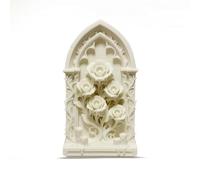 Baoblaze Panneau Décoratif Gothique Roses Sculptées Relief Ornemental pour Poupée Bureau Étu Bibliothèque, Blanc, Grand 15 8.3cm