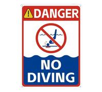 Baoblaze Panneau d'interdiction de Plonger Panneau de Piscine Attention Interdiction de Plonger en Eau Peu Profonde pour la Cour