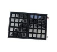 Baoblaze Plateau à Bijoux Coffret Présentoir Organisateur Bois Couvercle Transparent Stockage Pierres Précieuses Adapté Exposition C, Grille Noire 40