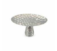 Baoblaze Plateau Argenté Plateau de Service Plat Ovale Coupe Présentoir Bol Décoratif en Fer Plaqué Support Central Raffiné Adapté pour Table à Manger Buffet Réception, Petit, Avec Base