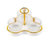 Baoblaze Plateau Divisé pour Fruits Secs Plateau Snack Plateau de Service Boîte de Conservation Multifonctionnelle Matériau PET Utilisé pour Cuisine Salle à Ma, Crème Blanc 3 Grilles