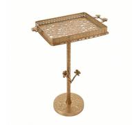 Baoblaze Plateau en Laiton Décoratif Métal Table d'Appoint Table de Service Rectangulaire Bord Surélevé Poignées Latérales Motifs Ajourés