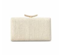 Baoblaze Pochette de Soirée Femme Sac à Main Clutch Minaudière Sac Soirée Corps Rigide Texture Tressée Fermoir Métallique Brillant Prise en Main Confortable, Array, Blanc Cassé