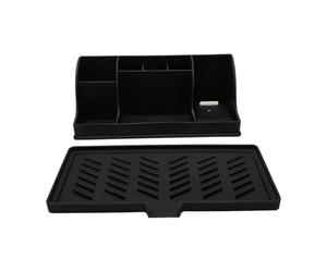 Baoblaze Porte-brosses à Dents Organisateur de Comptoir Salle de Bain Support pour Dentifrice et Rasoirs Silicone avec 7 Emplacements Séparés et Trous de Drain, Noir