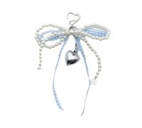 Baoblaze Porte-clés Perle Bracelet Pendentif Nœud Papillon Chaîne Création Bijou Cadeau Délicat Convient Aux Sacs à Dos Décoration Accessoires Féminins, Bleu