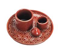 Baoblaze Porte-encens 4 en 1 en céramique, brûleur d'encens à la sauge, décoration d'intérieur, support pour la méditation, Rouge Foncé
