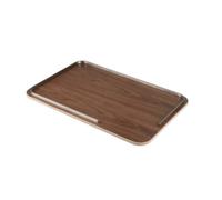 Baoblaze Porte Mouchoirs Plateau Service Rangement Décoratif Table Rectangulaire Bois et Métal avec Poignées Cuir et Rebord