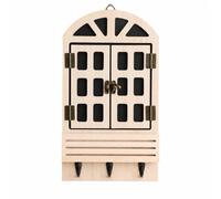Baoblaze Porte-u Mural en Forme Fenêtre Polyvalent Porte-u Mural Étagère Sign Patère Jardinière pr Entrée, Couleur Bois