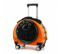Baoblaze Porteur Industriel Transparent pour Animaux Valise de Transport Cage Chariot Coque Rigide PC Acrylique Surface Claire Orifices d'Aération Zip Solide, Orange