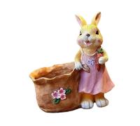 Baoblaze Pot de Fleurs en résine représentant Un Adorable Lapin, Petit Pot décoratif pour Jardin, Balcon ou clôture. Figurine de Lapin Artisanale, Lapin Jaune