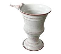 Baoblaze Pot de Fleurs Vase Métal Pot Décoratif Ornement Drainage Figurine Solide Adapté à Extérieur Intérieur Salon Bureau, Blanc