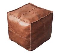 Baoblaze Pouf marocain en PU Couverture Pouf Rangement Pouf Coussin Repose-Pieds Couverture décor Maison Salon Chambre, carré Marron