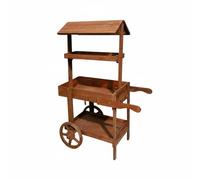 Baoblaze Présentoir à Fleurs Présentoir Chariot Support Plantes Étagère Décorative en Bois Massif Pliant Esthétique Campagne pour de Compositions Intérieur Terrasse Café, Marron