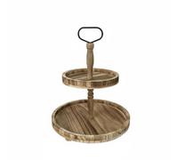 Baoblaze Présentoir Gâteau 2 Niveaux Plateau Dessert Plateau Pâtisserie Support Bois Fait Main Élégance Simple et pour Service Adapté aux Mariages, Américain, Deux Niveaux, Couleur Claire