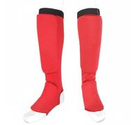Baoblaze Protège Tibia et Cou-de-Pied de Karaté Protège Tibias Protège Pieds Garde Jambe Coquille Rembourrée en Mousse EVA Absorption Chocs Épaisse Souplesse, Rouge, L