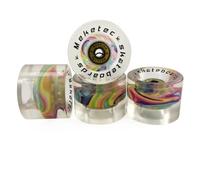 Baoblaze Roues de Skateboard Roue Longboard Patinage Patins Polyuréthane PU 80A Stables et Maniables avec 7 Esthétique, Transparent avec Motif À Rayures Droites Et Roulements Jaunes, 60X45cm