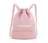Baoblaze Sac à Dos à Cordon Sac Sacoche Fourre-tout Profil Arrondi Discret Organisation Pratique avec Compartiment Zippé Séparé Port Épaules Confortable, Array, Rose Et Blanc