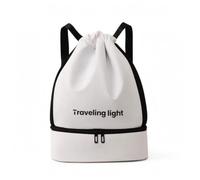 Baoblaze Sac à Dos à Cordon Sac Sacoche Fourre-tout Profil Arrondi Discret Organisation Pratique avec Compartiment Zippé Séparé Port Épaules Confortable, Array, Blanc Et Noir