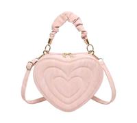 Baoblaze Sac à Main Femme Sac à Bandoulière Besace Cœur Bandoulière Ajustable Cuir Synthétique Simple Fermeture Zippée Adapté Shopping Travail Loisirs, Rose