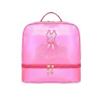 Baoblaze Sac de Danse Enfant Sac à Dos Fille Cartable Tutu Compartiment Chaussures Imperméable PVC Bretelles Réglables Léger Confortable Adapté aux Cours de Ballet École Sorties, Rose Rouge