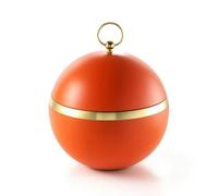 Baoblaze Seau à Glace Football Seau Isotherme Glacière de Table Seau à Champagne Conception Sportive en Acier Inoxydable 304 avec Couvercle et Pince Poignée, Orange Gold