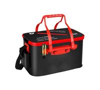 Baoblaze Seau de Pêche Récipient Poisson Vivant Bac Pliable Multifonction Extérieur Volume Important Portable EVA Facile à Nettoyer Adapté à La Pêche et Loisir, Noir S