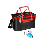 Baoblaze Seau de Pêche Récipient Poisson Vivant Bac Pliable Multifonction Extérieur Volume Important Portable EVA Facile à Nettoyer Adapté à La Pêche et Loisir, Noir S avec Pompe