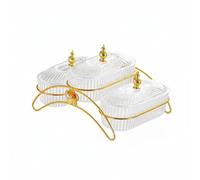 Baoblaze Snack Plateau Multi-Compartiments Plateau à Servir avec Couvercle et Support Fer pour Fruits Secs Noix Bonbons Convient pour Accueil Hôtel Réunion, Transparent, 3Grillesa
