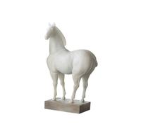 Baoblaze Statue Cheval Résine Sculpture Cheval Figurine Cheval Ornement Cheval Décoratif Sobre Raffinée sur Socle Adaptée aux Réceptions Showrooms Salons Chambres, Blanc, Grand 23,5 X 12 X 41 Cm