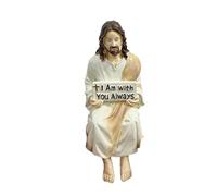 Baoblaze Statue de Jésus, figurine de Jésus, sculpture en résine de la collection « Compagnon de bureau » avec l'inscription « toujours »,