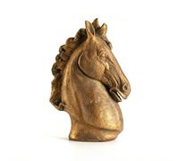 Baoblaze Statue Décorative Buste Sculpture Figurine Ornement Résine Style Rétro Classique Oreilles Dressées et Crinière Gravée Adaptée au Salon Bibliothèque, Rétro, Or, Tête De Cheval, 60cm