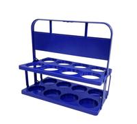 Baoblaze Support Bouteilles Sport à Double Étagère avec Poignée Transport pour Entraînement d'Équipe sur Le Terrain, Bleu, Support De Bouteille D Eau À 8 Trous, Pliable, pour Entraînement Sportif